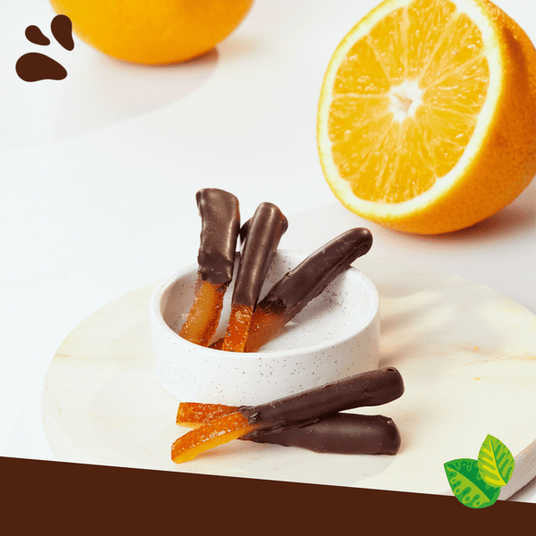 Gekonfijte orangettes met donkere chocolade
