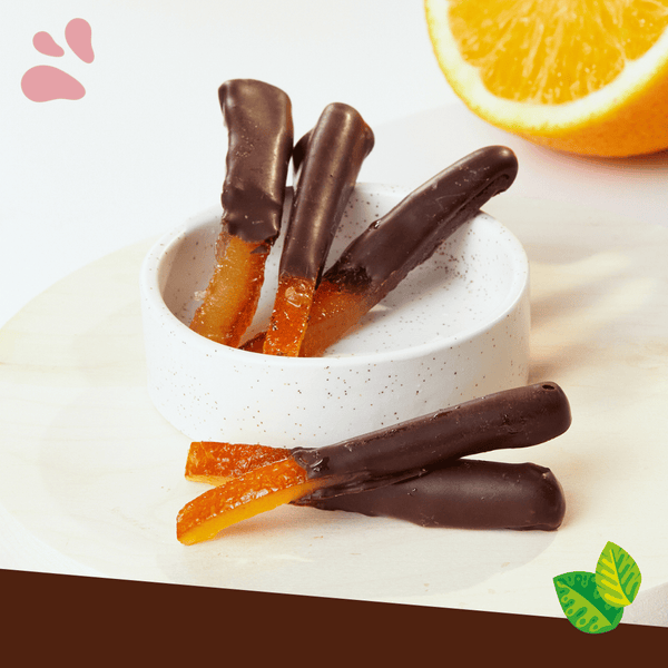 Gekonfijte orangettes met donkere chocolade